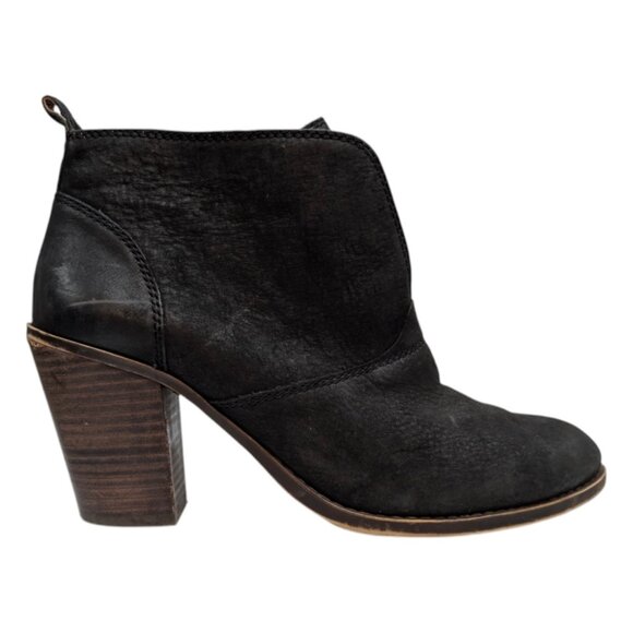 Lucky Brand Ehllen Booties Womens Black Leather Ankle Boots Size 9.5 M - Picture 3 of 11